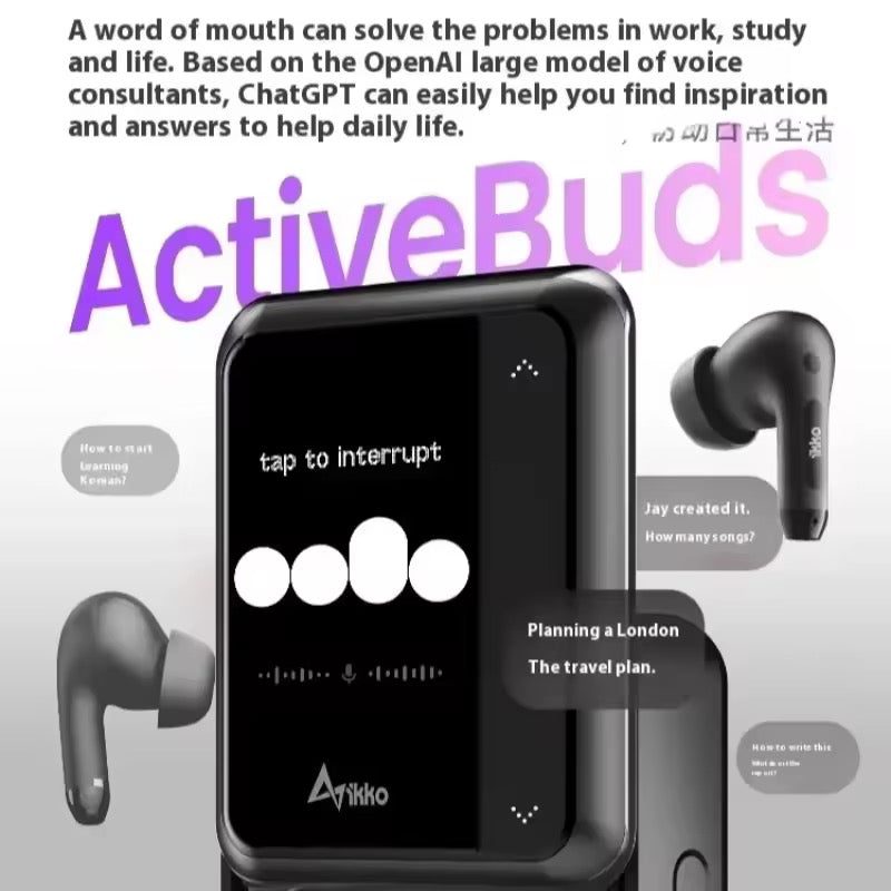 IKKO ActiveBuds Bluetooth Earphones Simultaneous Tnterpretation Earphone With Intelligent System And Touch Screen Office Travel